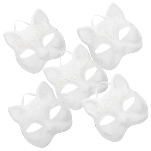 HAWILLOSCH 5stücke DIY Katzenmasken Aus Papier Ungefaserte Bastelrohlinge Für Maskenball Halloween Geburtstagsfeiern Blanko-Masken Zum Bemalen Und Gestalten von HAWILLOSCH
