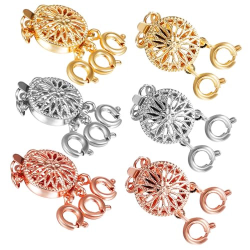 HAWILLOSCH 6 Stück Teiliges Metall Schmuckverschlüsse mit Filigranem Blumen Design Mehrreihige Ketten Verbinder für DIY Schmuckherstellung Installieren Langlebig Geeignet für Armbänder und HAWILLOSCH 6 Stück Teiliges Metall Schmuckverschlüsse mit Filigranem Blumen Design Mehrreihige Ketten Verbinder für DIY Schmuckherstellung Installieren Langlebig Geeignet für Armbänder und von HAWILLOSCH