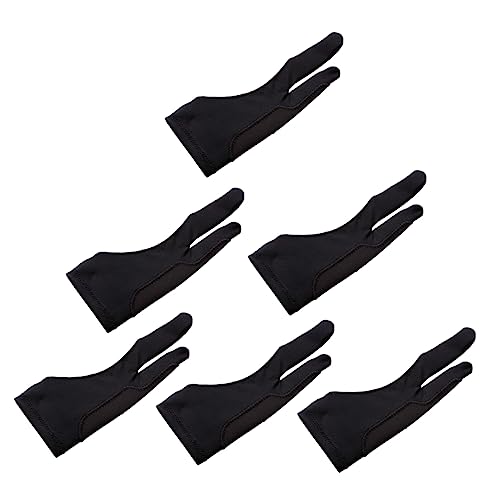 HAWILLOSCH 6 Stück Teiliges Zwei Finger Handschuhe für Künstler Atmungsaktive Elastische Zeichnhandschuhe für Grafiktablett Touchscreen Kompatibel für Präzises Arbeiten von HAWILLOSCH