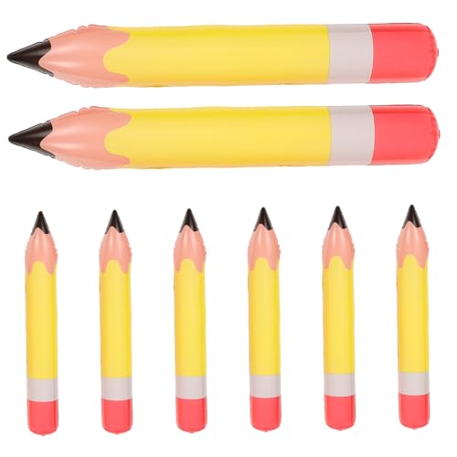 HAWILLOSCH 8 Stück aufblasbarer Bleistift riesiger bleistift Riesenstifte lustige Stifte aufblasbar PVC Gelb von HAWILLOSCH