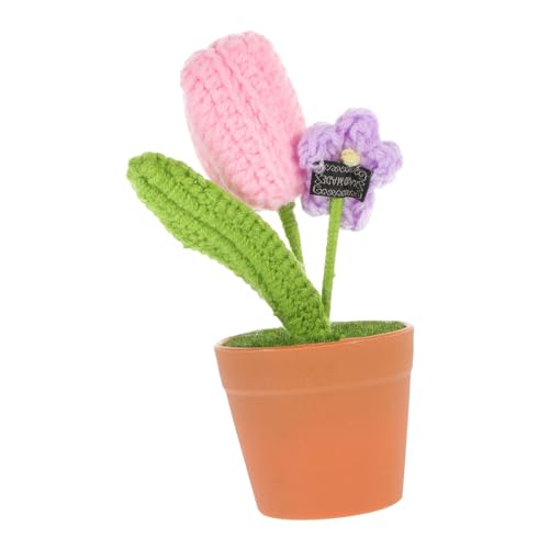 HAWILLOSCH Gehäkelte Bonsai-Blumen Blume Für Zuhause Und Büro Künstliches Gestricktes Ornament Für Wohnzimmer Küche Schlafzimmer Arbeitszimmer Schreibtisch Pflegeleicht Und Dekorativ von HAWILLOSCH