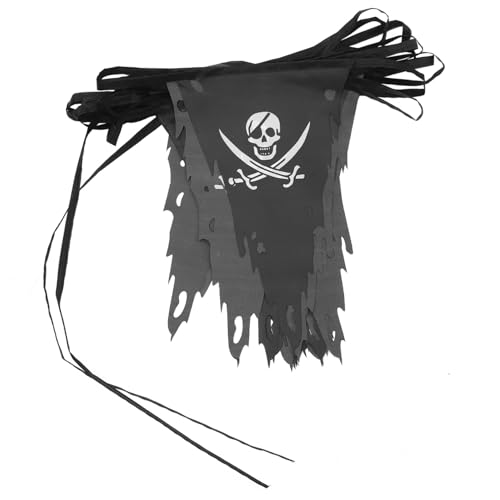 HAWILLOSCH Halloween Wimpelkette mit Piraten Totenkopf Motiv Schwarz Weiße Hängende Deko für Halloween Party Vielseitig Einsetzbar als Wand und Fensterdeko Einfach zu Befestigen und HAWILLOSCH Halloween Wimpelkette mit Piraten Totenkopf Motiv Schwarz Weiße Hängende Deko für Halloween Party Vielseitig Einsetzbar als Wand und Fensterdeko Einfach zu Befestigen und von HAWILLOSCH