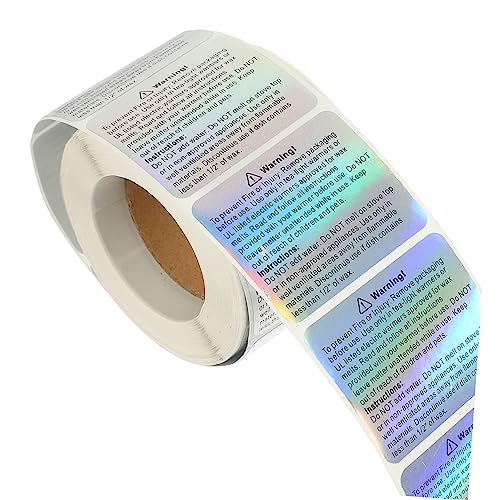 HAWILLOSCH Holografische Wasserdichte Warnaufkleber Selbstklebende Sicherheitsetiketten für Kerzenbehälter DIY Warnschild Aufkleber für Klare Textwarnungen HAWILLOSCH Holografische Wasserdichte Warnaufkleber Selbstklebende Sicherheitsetiketten für Kerzenbehälter DIY Warnschild Aufkleber für Klare Textwarnungen von HAWILLOSCH