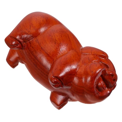 HAWILLOSCH Holz Schwein Statue Ornament Glücksbringer aus Hochwertigem Handgefertigte Deko für Wohnzimmer Büro und Meditation und Tragbar von HAWILLOSCH