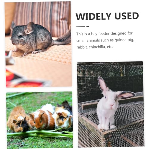HAWILLOSCH Holz kaninchenfutterstation mit Befestigung Langlebiger Futterhalter für Kaninchen Meerschweinchen und Kleintiere Stabiler Heuraufe Futterspender zur Vermeidung von von HAWILLOSCH