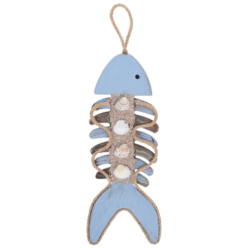 HAWILLOSCH Maritimer Fischgräten-Wandbehang: im mediterranen Stil – Wandkunst aus Holz mit Fischgräten – Strand-Thema, Wohndekor – Küstenornament von HAWILLOSCH