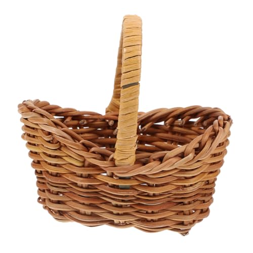 HAWILLOSCH Mini-rattankorb Mit Griff Kleiner Weidenpicknickkorb Geflochtener Aufbewahrungskorb Miniatur-blumenkorb Für Hochzeitsgeschenke Und Süßigkeiten von HAWILLOSCH