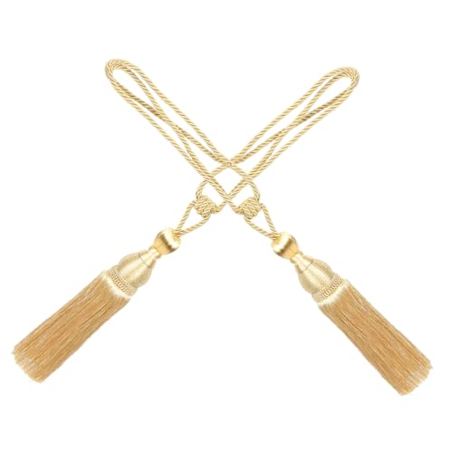HAWILLOSCH Modische Raffhalter Für Vorhänge Mit Quasten Heimdekoration in Gold 2 Stück von HAWILLOSCH
