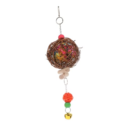 HAWILLOSCH Parrot Biting Toy aus Natürlichem Rattan Langlebiges Kauspielzeug für Wellensittiche und Papageien Buntes Hängendes zur Beschäftigung Balance und Bewegung Zufällige Farbe von HAWILLOSCH
