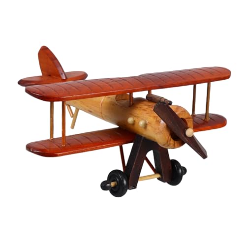 HAWILLOSCH Retro Holzflugzeug Modell Vintage Flugzeug Deko Holzskulptur für Wohn und Bürodekoration Miniatur Flugzeug Sammlerstück aus Holz Stilvolles Luftfahrt Ornament für Flugzeugfans von HAWILLOSCH