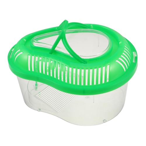 HAWILLOSCH Tragbarer Reptilienkäfig mit Sicherem Deckel und Belüftung Kleiner Kunststoff Terrarium Habitat für Fische Schildkröten und Garnelen Grün mit Praktischem Tragegriff von HAWILLOSCH