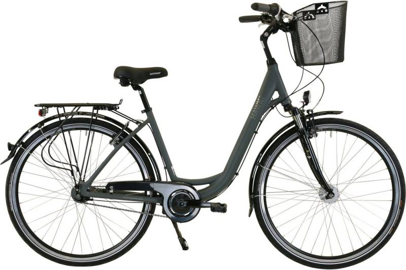 HAWK Bikes Cityrad City Wave Deluxe Plus Grey, 7 Gang Shimano Nexus Schaltwerk, für Damen und Herren von HAWK Bikes