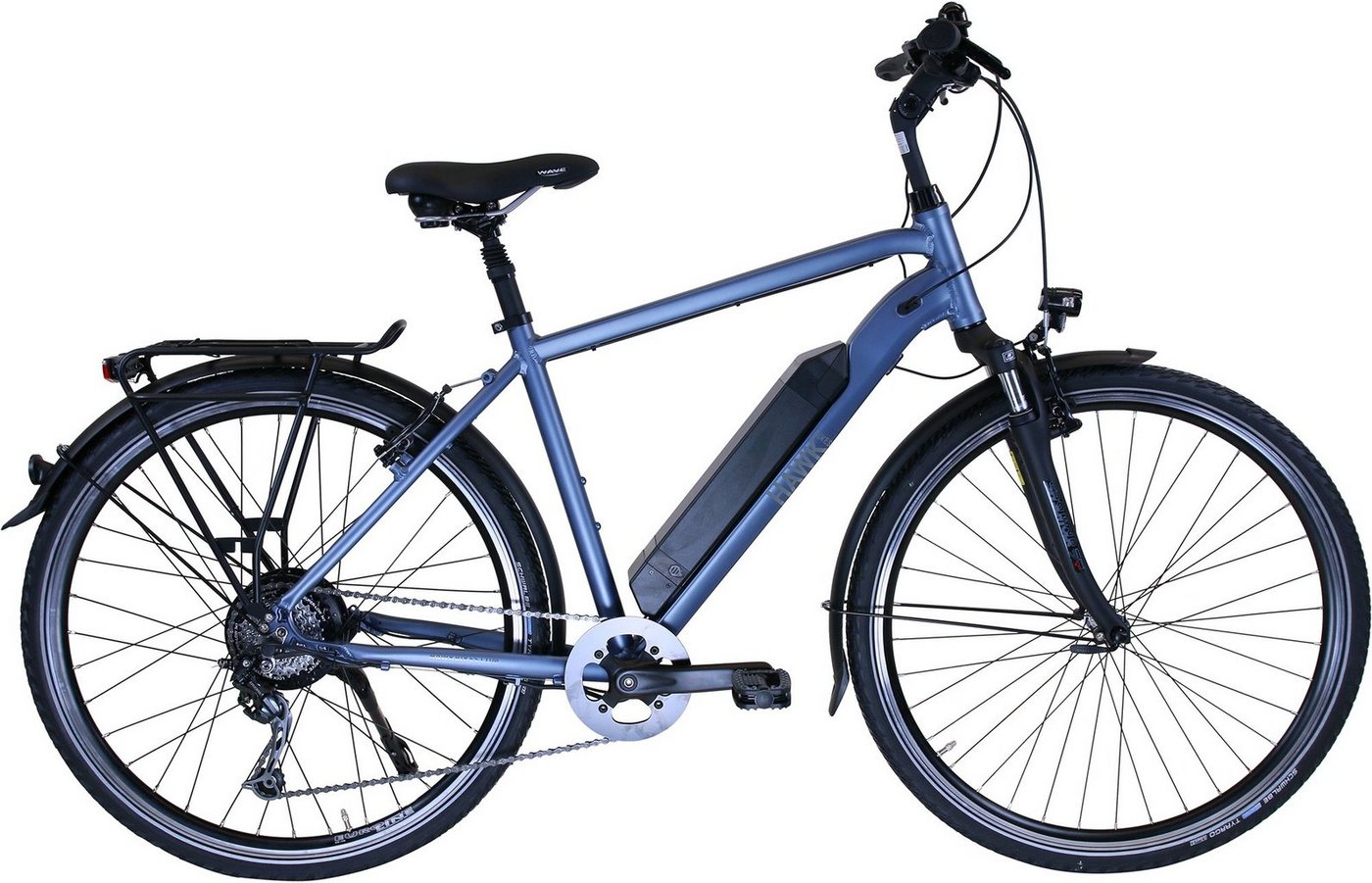 HAWK Bikes E-Bike HAWK, 8 Gang microSHIFT Microshift Schaltwerk, Kettenschaltung, Heckmotor, 418 Wh Akku von HAWK Bikes