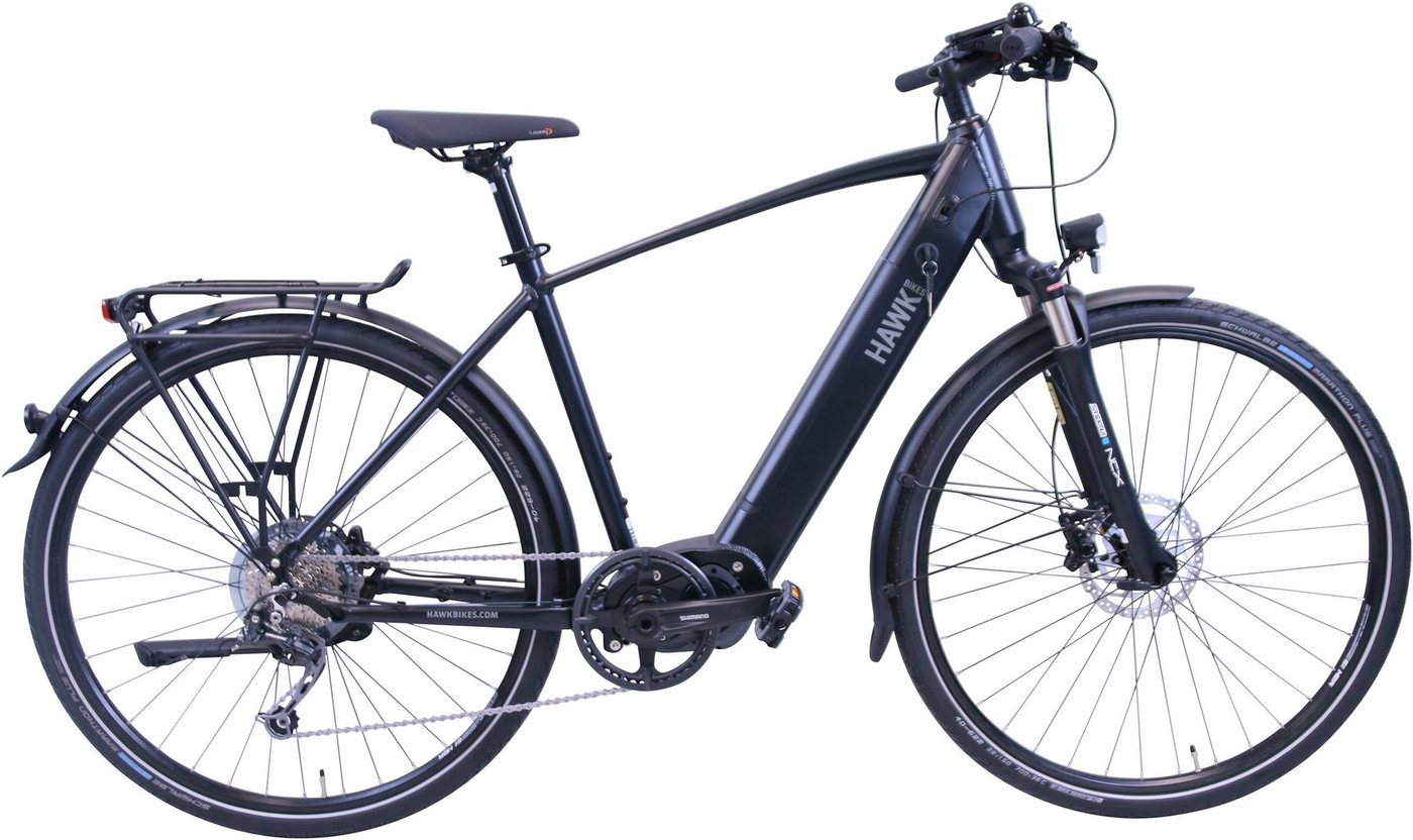 HAWK Bikes E-Bike eTrekking Integrated Gent STEPS, 9 Gang Shimano Alivio 9-Gang Schaltwerk, Kettenschaltung, Mittelmotor, 504 Wh Akku von HAWK Bikes