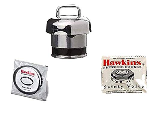 Hawkins Hawkins Dichtungspfeife aus Edelstahl, Gummi, Aluminium, Sicherheitsventil-Set, A10–09, B10–10, H10–20 für Schnellkochtöpfe Classic/Contura und 2 bis 3 l, silberfarben, 3,3 Liter von HAWKINS