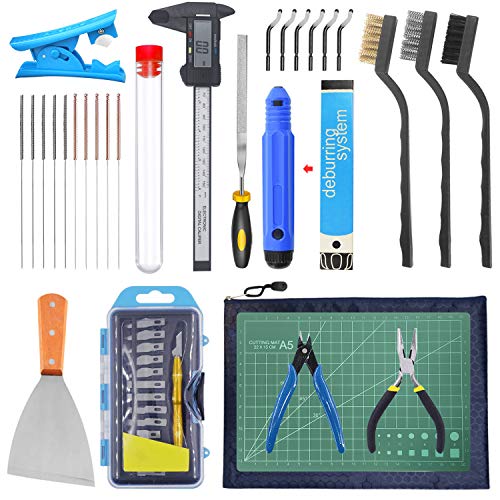 HAWKUNG 42 Stück 3D Drucker Tool kit, Debur Tool, Digitaler Messschieber, Schneidematte und Andere Werkzeuge mit Aufbewahrungstasche zum Entfernen, Reinigen, Fertigstellen von 3D Druckmodellen von HAWKUNG