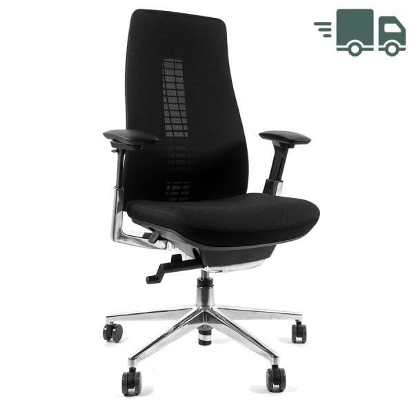 HAWORTH Fern Bürostuhl | Bis 150 kg | Netzrücken | Schwarz | Fußkreuz Alu pol... von HAWORTH