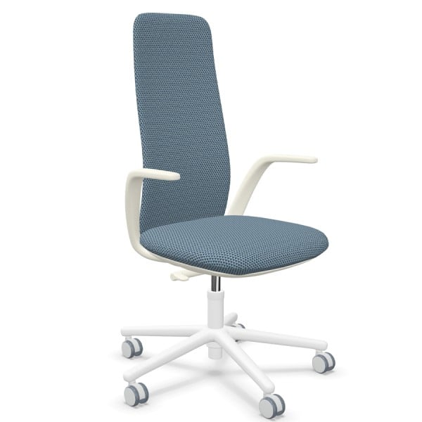 HAWORTH Nia Bürostuhl | Diagonale chevron blau | Rückenlehne hoch | Gestell weiß von HAWORTH
