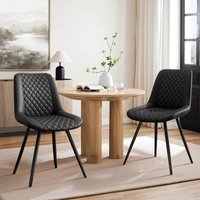 Esszimmerstühle 2er Set Kunstleder Küchenstuhl Polsterstuhl gepolstert für Wohnzimmer Schlafzimmer Küche mit Rückenlehne, Schwarz - Hawthyhome von HAWTHYHOME