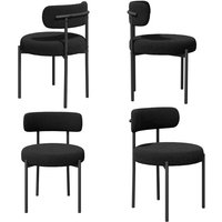 Esszimmerstühle 4er Set丨Teddy Stoff Runde Boucle Stühle·Mid-Century gepolsterte Küchenstühle·Dining Chairs mit Metallbeinen·schwarz Esszimmerstühle 4er Set丨Teddy Stoff Runde Boucle Stühle·Mid-Century gepolsterte Küchenstühle·Dining Chairs mit Metallbeinen·schwarz von HAWTHYHOME