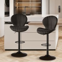 Hawthyhome - Barhocker 2er Set Barhocker Höhenverstellbar mit lehne •Hocker aus Fabric•Küchenstühle mit Fußstütze •Barstühle Drehstühle •360°Drehbar von HAWTHYHOME