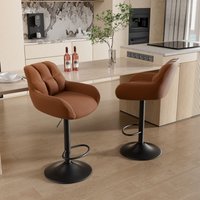 Hawthyhome - Barhocker 2er Set Barstuhl Tresenhocker mit PU-Leder •Küchenstühle mit Rückenlehne und Fußstütze •Stuhl mit Armlehnen •Lobby Tresen von HAWTHYHOME
