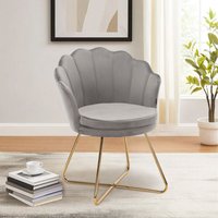 Hawthyhome - Polstersessel Esszimmerstühle, Stuhl Schminktisch, Stuhl Samt, Blütenblatt-Rückenlehne Lehnstuhl mit Metallbeinen Gold, Bis 150 kg von HAWTHYHOME