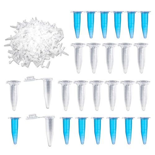 HAXIHA 300 Stück Zentrifugenröhrchen,1,5ml Mikro Reaktionsgefäße,Stoffkapseln,Conical Centrifuge Tubes Transparent Zentrifugenröhrchen aus Plastik,mit Schnappverschluss von HAXIHA