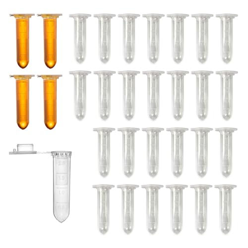 HAXIHA 200 Stück Zentrifugenröhrchen,2ml Reaktionsgefäße,Stoffkapseln,Conical Centrifuge Tubes Transparent Zentrifugenröhrchen aus Plastik,mit Schnappverschluss von HAXIHA