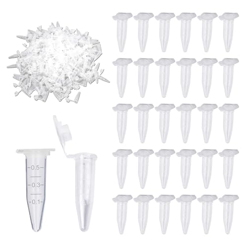 HAXIHA 500 Stück Mikro Zentrifugenröhrchen0,5ml Mikro Reaktionsgefäße,Stoffkapseln,Conical Centrifuge Tubes Transparent Zentrifugenröhrchen aus Plastik,mit Schnappverschluss von HAXIHA
