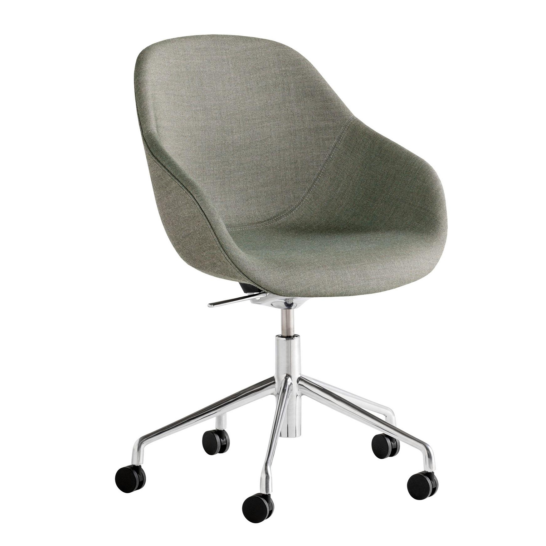 HAY - AAC 155 Bürostuhl Stoff Gestell poliert - grau/Stoff Kvadrat Atlas 0931/Gestell Aluminium poliert/BxHxT 62x88x63cm von HAY