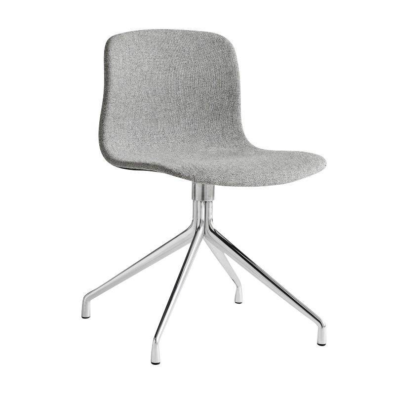HAY - About a Chair AAC 11 Drehstuhl gepolstert - grau/Stoff Kvadrat Hallingdal 130/Gestell Aluminium poliert/mit Kunststoffgleitern von HAY