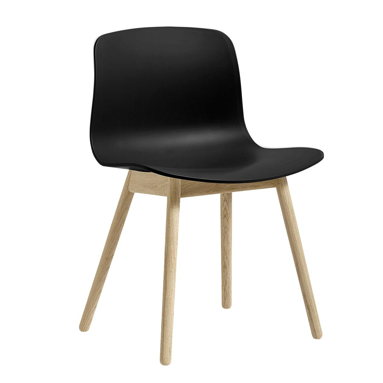 HAY - About a Chair AAC 12 2.0 Stuhl Eiche geseift - schwarz/Sitzschale Polypropylen recycelt/Gestell Eiche massiv geseift/mit Kunststoffgleitern von HAY