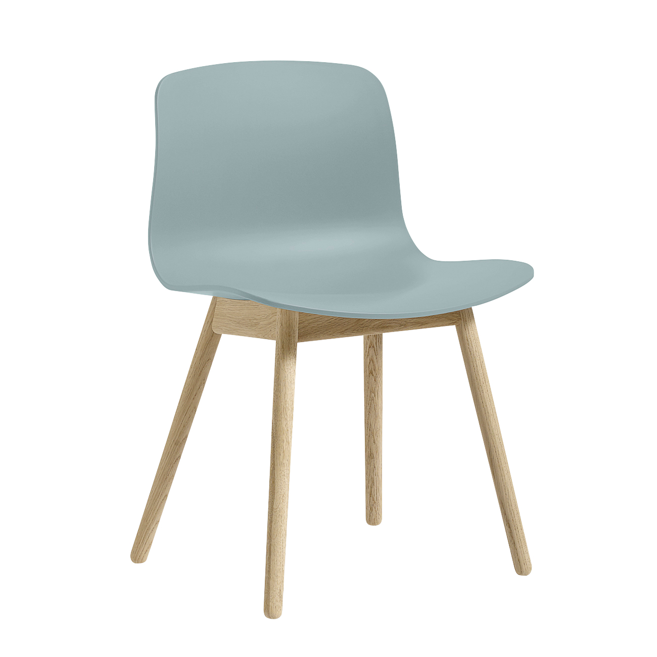 HAY - About a Chair AAC 12 2.0 Stuhl Eiche geseift - staubblau/Sitzschale Polypropylen recycelt/Gestell Eiche massiv geseift/mit Kunststoffgleitern von HAY
