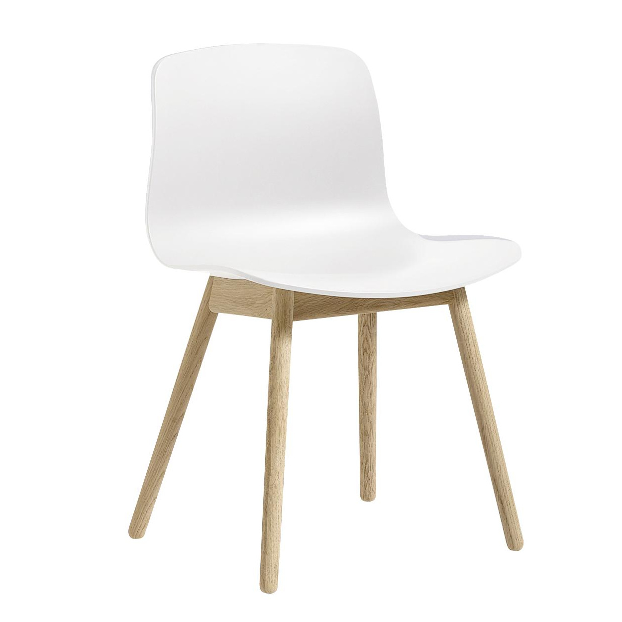HAY - About a Chair AAC 12 2.0 Stuhl Eiche geseift - weiß/Sitzschale Polypropylen recycelt/Gestell Eiche massiv geseift/mit Kunststoffgleitern von HAY