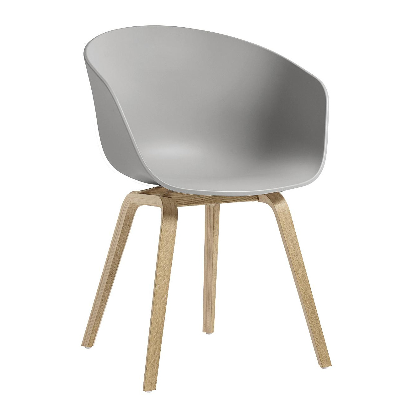 HAY - About a Chair AAC 22 2.0 Armlehnstuhl Eiche geseift - betongrau/Sitzschale Polypropylen recycelt/Gestell Eiche geseift/mit Kunststoffgleitern von HAY