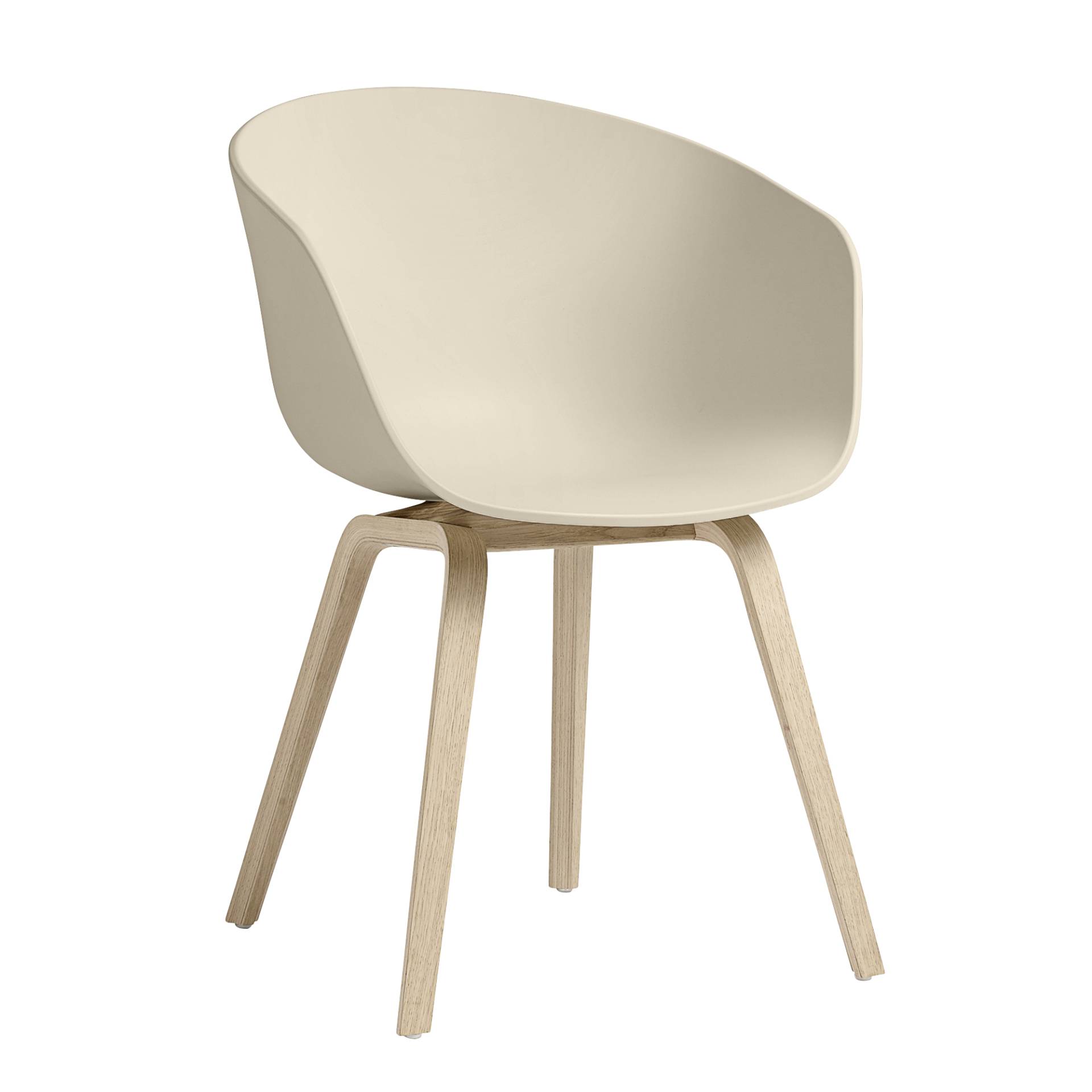 HAY - About a Chair AAC 22 2.0 Armlehnstuhl Eiche geseift - melange creme/Sitzschale Polypropylen recycelt/Gestell Eiche geseift/mit Kunststoffgleiter von HAY