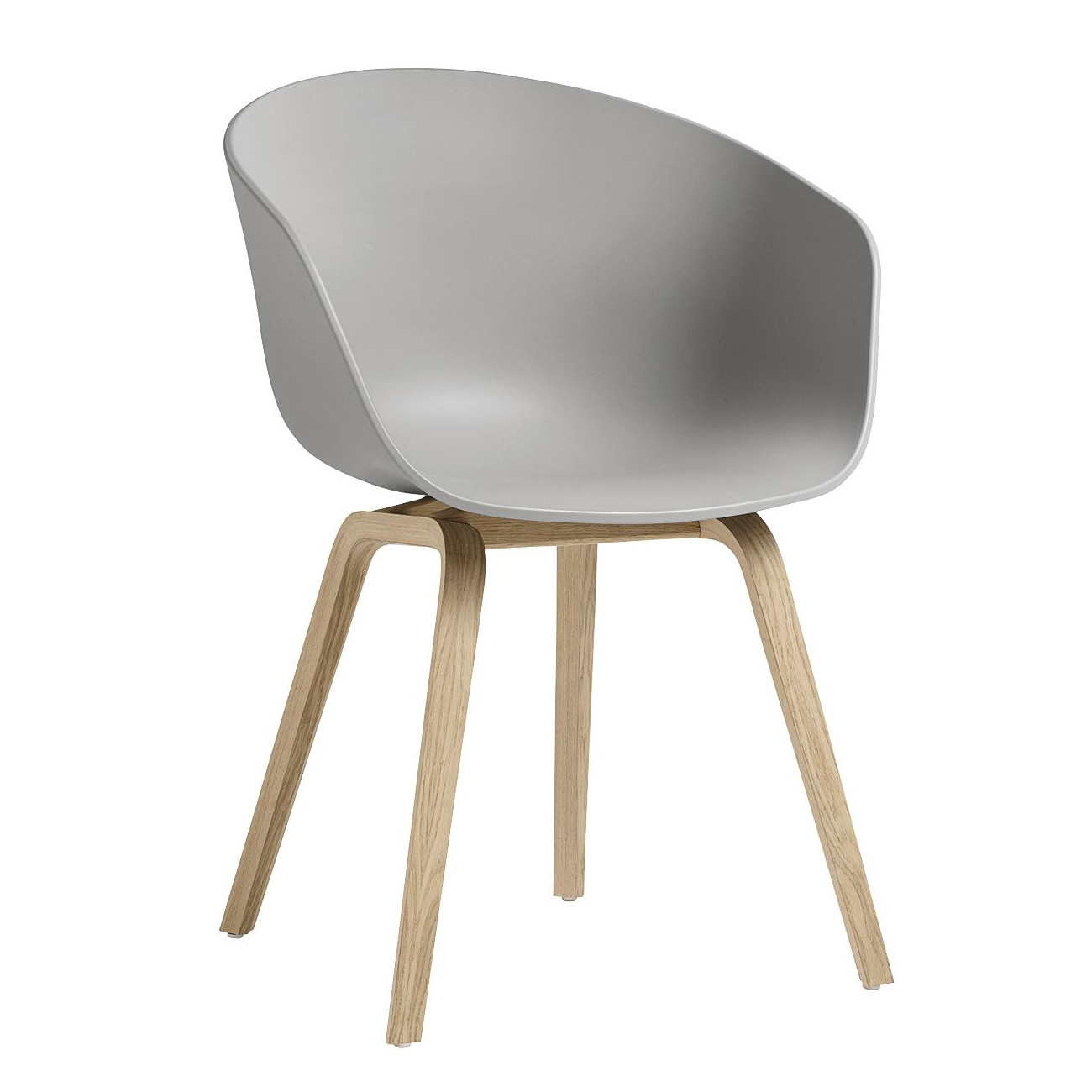 HAY - About a Chair AAC 22 2.0 Armlehnstuhl Eiche lackiert - betongrau/Sitzschale Polypropylen recycelt/Gestell Eiche lackiert (wasserbasiert)/mit... von HAY