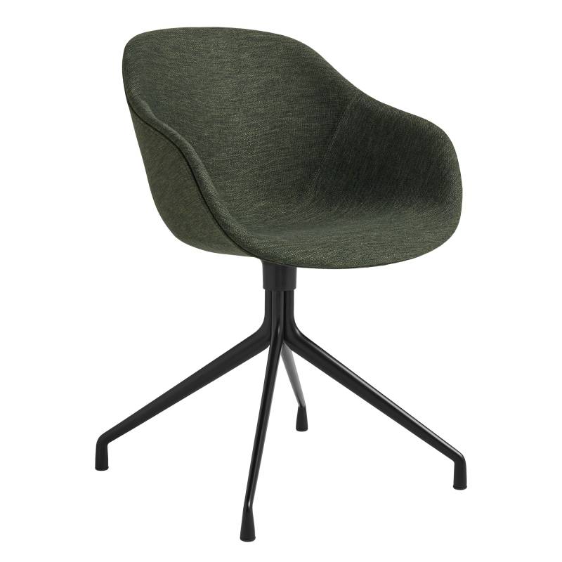 HAY - About a Chair AAC 221 Drehstuhl Gestell schwarz - dunkelgrün/Metaphor 025 (100% Polyester)/Gestell Aluminium schwarz pulverbeschichtet/mit... von HAY