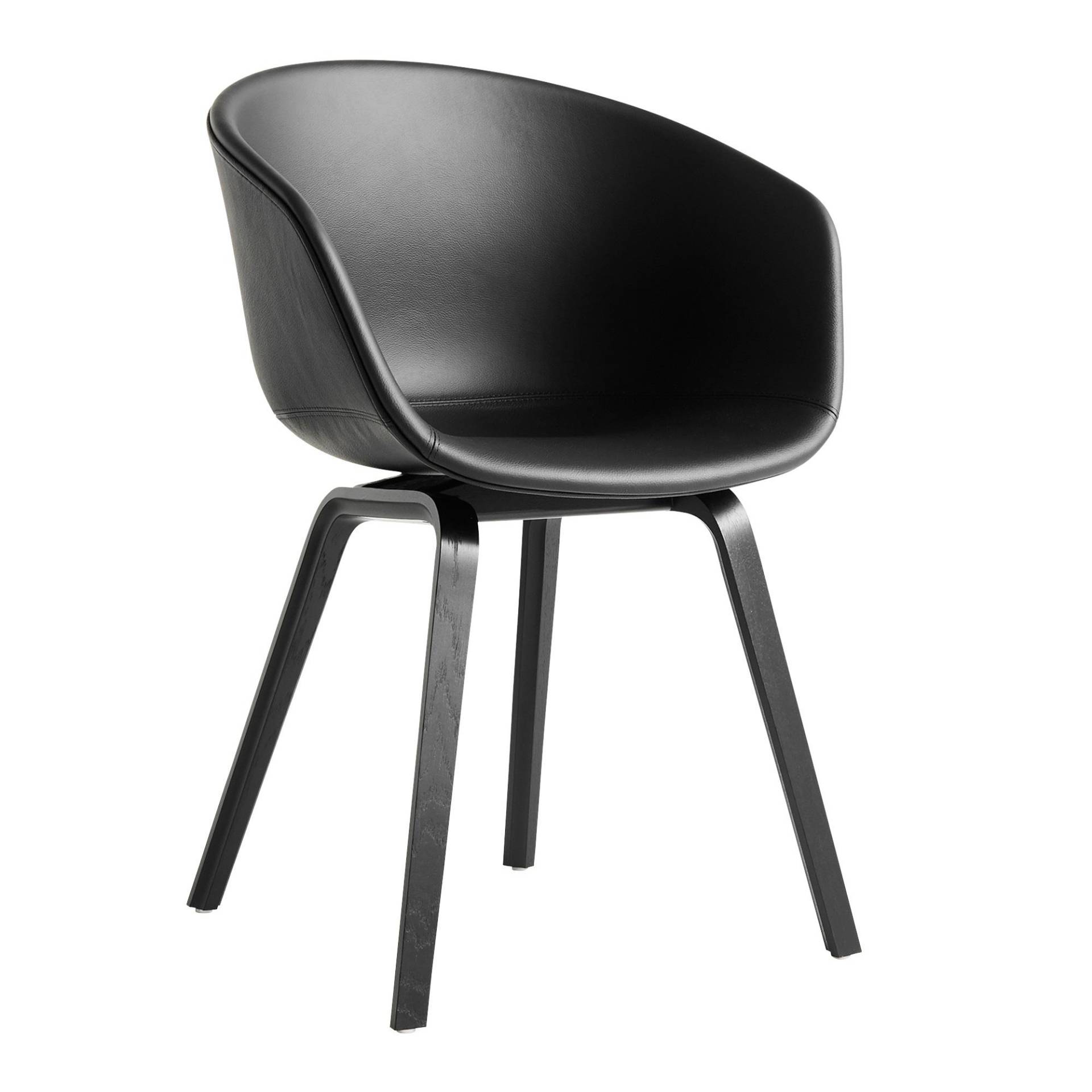 HAY - About a Chair AAC 23 Armlehnstuhl Leder - schwarz/Leder Black Sierra SI1001/Gestell Eiche schwarz lackiert wasserbasiert/mit Kunststoffgleitern von HAY