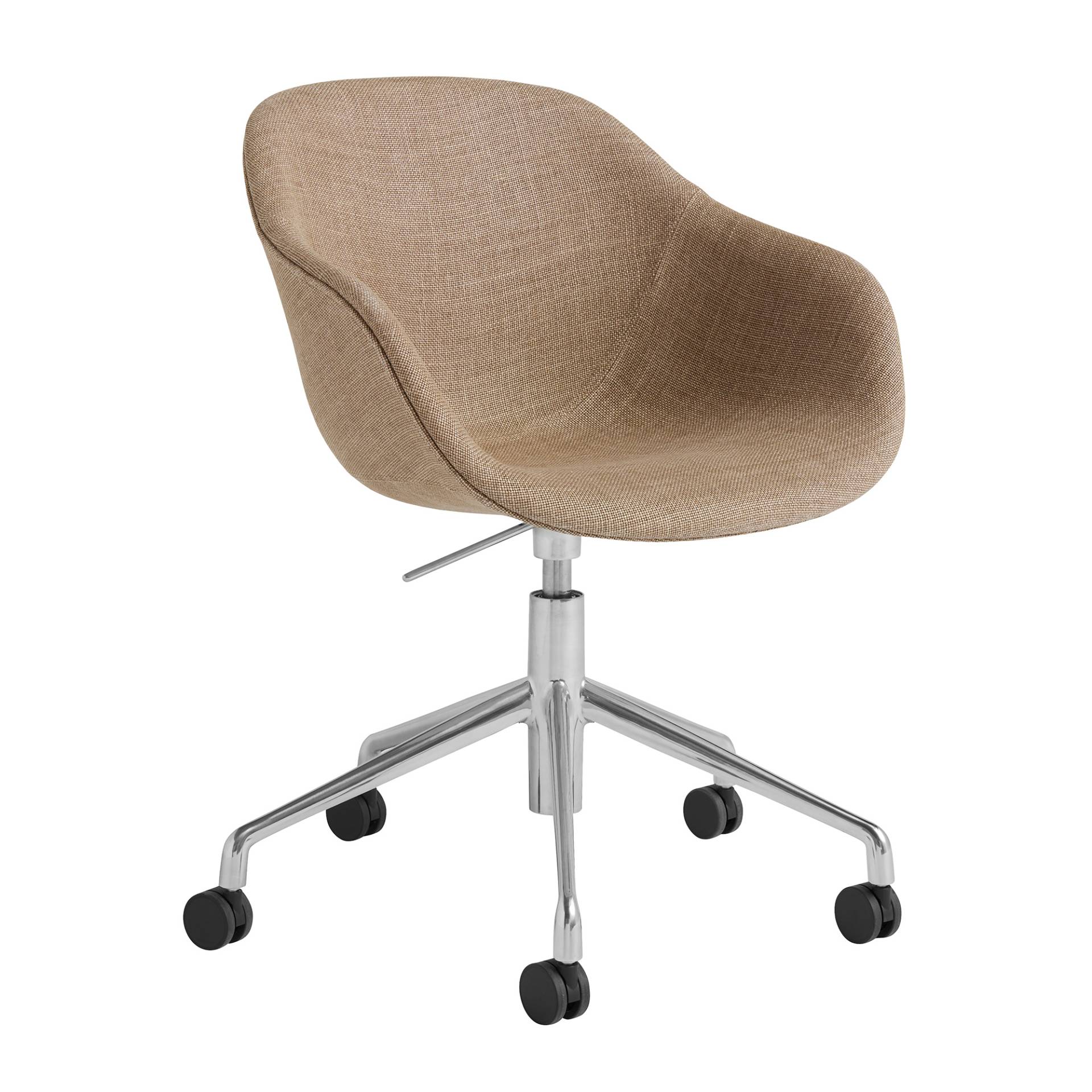 HAY - About a Chair AAC 253 Bürodrehstuhl Gestell poliert - braun/Linen Grid /Gestell Aluminium poliert/mit weichen Rollen für alle Böden von HAY