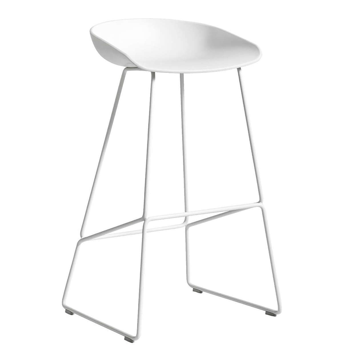 HAY - About a Stool AAS 38 2.0 Barhocker hoch Gestell weiß - weiß/Sitzschale Polypropylen recycelt/Gestell Stahl pulverbeschichtet weiß/mit Kunststoff von HAY