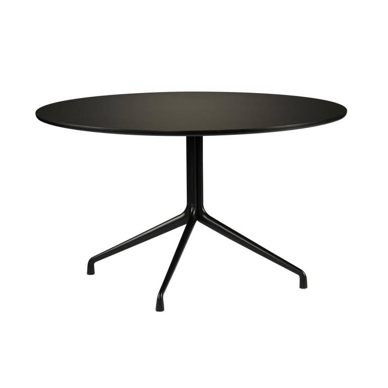 HAY - About a Table AAT 20 Esstisch Linoleum Ø110cm - schwarz/Tischplatte Linoleum/Sperrholzkante schwarz lackiert/H 73cm / Ø 110cm von HAY