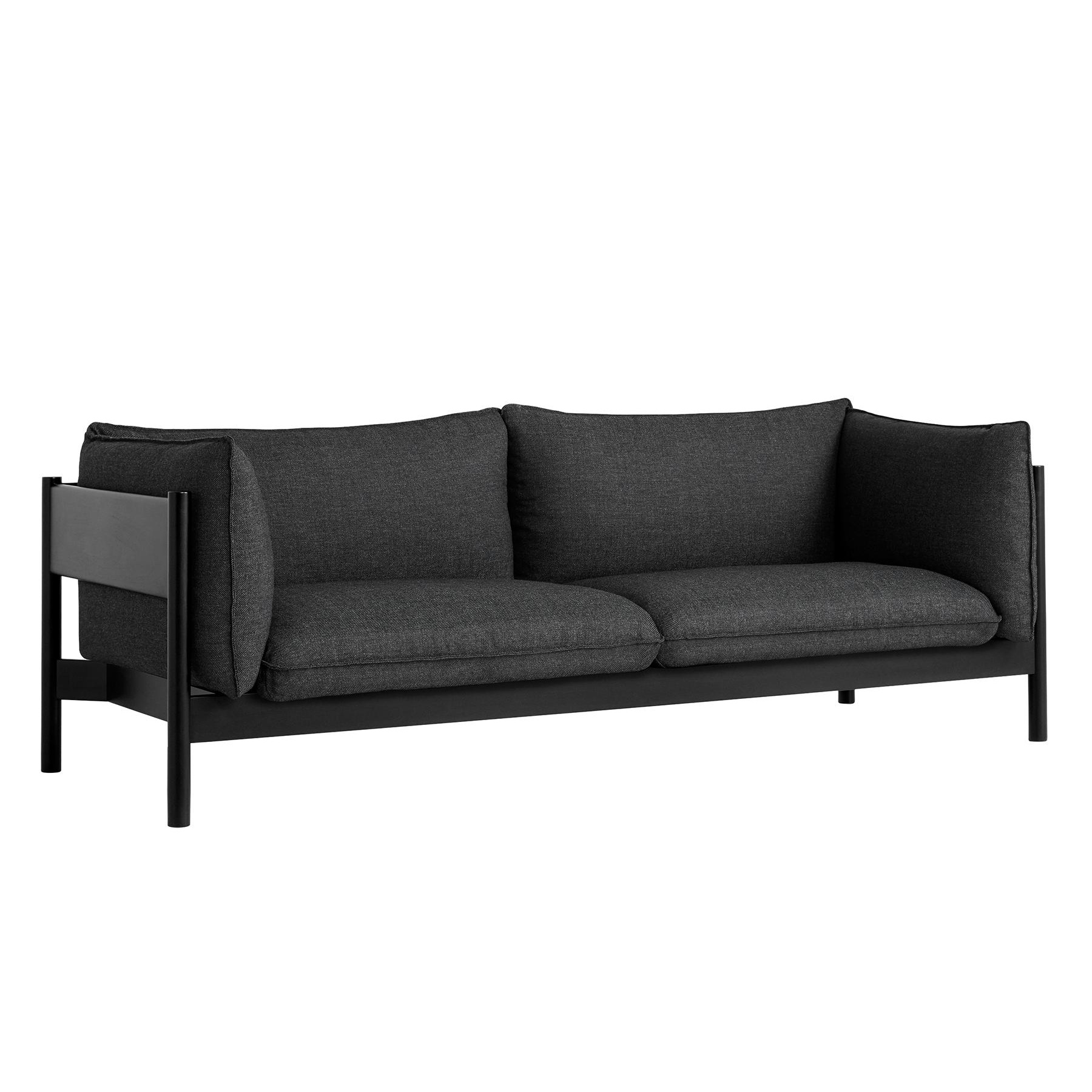 HAY - Arbour Eco 3-Sitzer Sofa Gestell schwarz - anthrazit/Stoff Re-Wool 198/Gestell Buche schwarz lackiert(wasserbasiert)/LxBxH 220x87x75cm von HAY