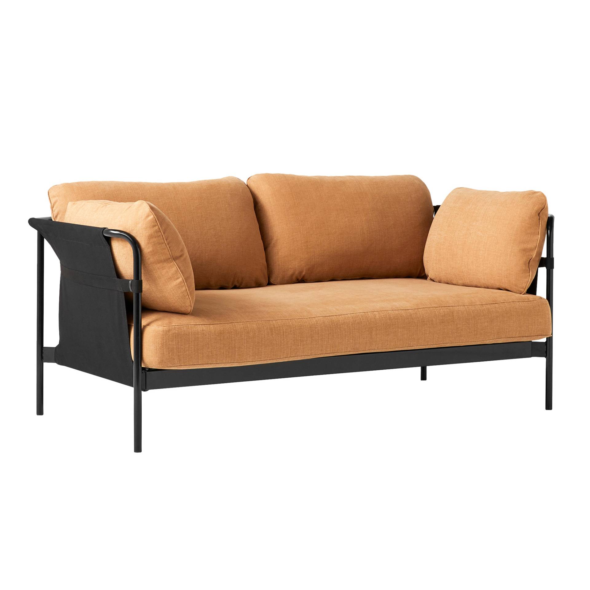 HAY - Can 2.0 2-Sitzer Sofa Gestell Stahl schwarz - braun/Stoff Romo Linara 142/Außenstoff Black Canvas/172x89x82cm/Gestell Stahl schwarz pulverbeschi von HAY