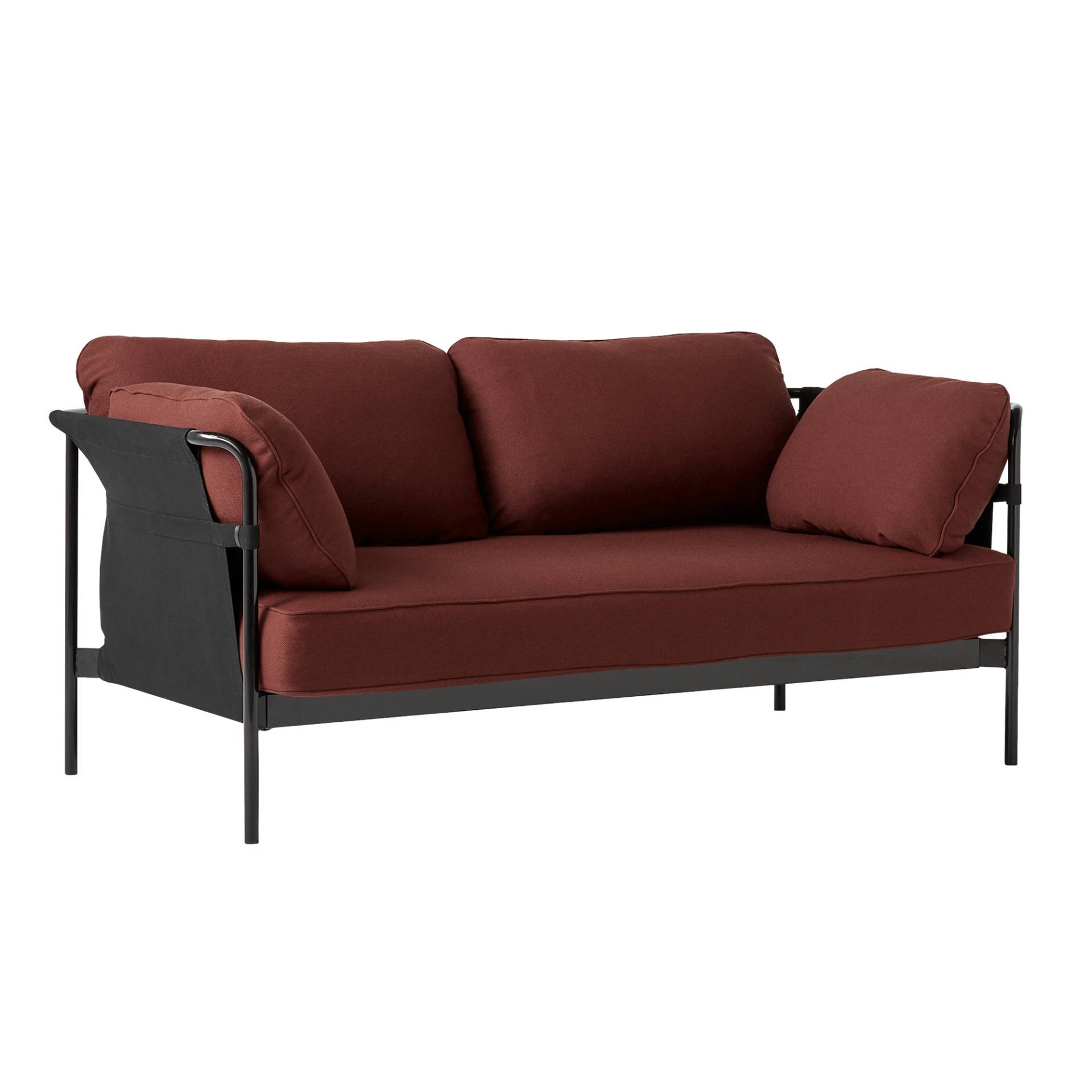 HAY - Can 2.0 2-Sitzer Sofa Gestell Stahl schwarz - dunkelrot/Stoff Kvadrat Steelcut 655/Außenstoff Black Canvas/172x89x82cm/Gestell Stahl schwarz... von HAY