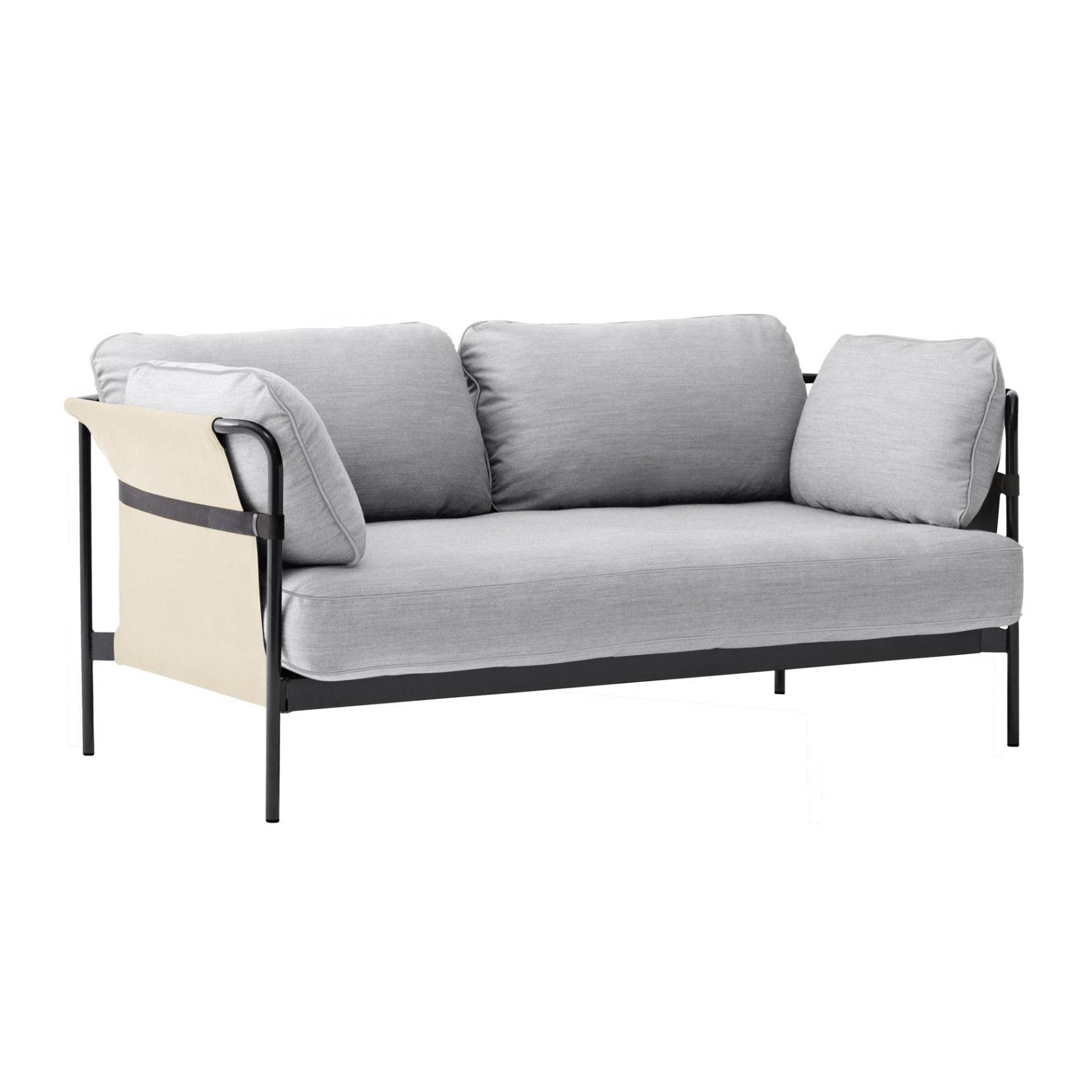 HAY - Can 2.0 2-Sitzer Sofa Gestell Stahl schwarz - hellgrau/Stoff Surface by HAY 120/Außenstoff Natural Canvas/172x89x82cm/Gestell Stahl schwarz... von HAY