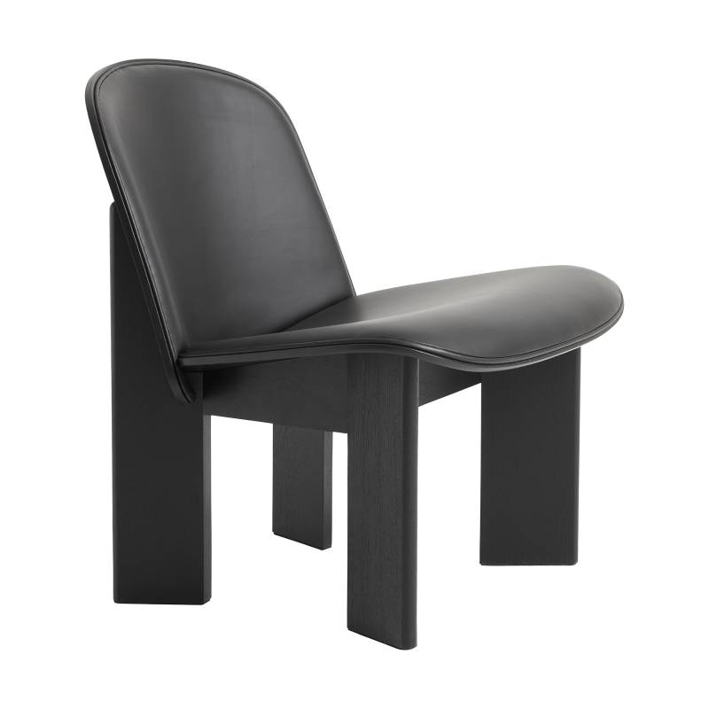 HAY - Chisel Lounge Stuhl gepolstert - eiche schwarz, schwarz/Leder Sense/wasserbasiert lackiert/BxHxT 63x66x68cm von HAY