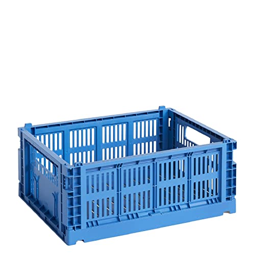 Hay Colour Crate Transportbox M aus recyceltem Polypropylen in der Farbe Electric Blue, Maße: 34,5cm x 26,5cm x 14cm, 541457 von HAY