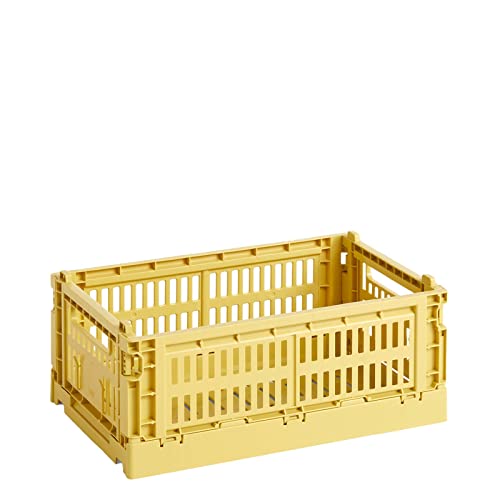 Hay Colour Crate Transportbox S aus recyceltem Polypropylen in der Farbe Dusty Yellow, Maße: 26,5cm x 17cm x 10,5cm, 541443 von HAY